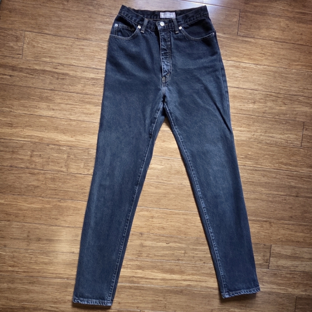 Vintage 90s Guess High Rise Jeans – Black Wash – Straight Leg – Size 29 Fits 26